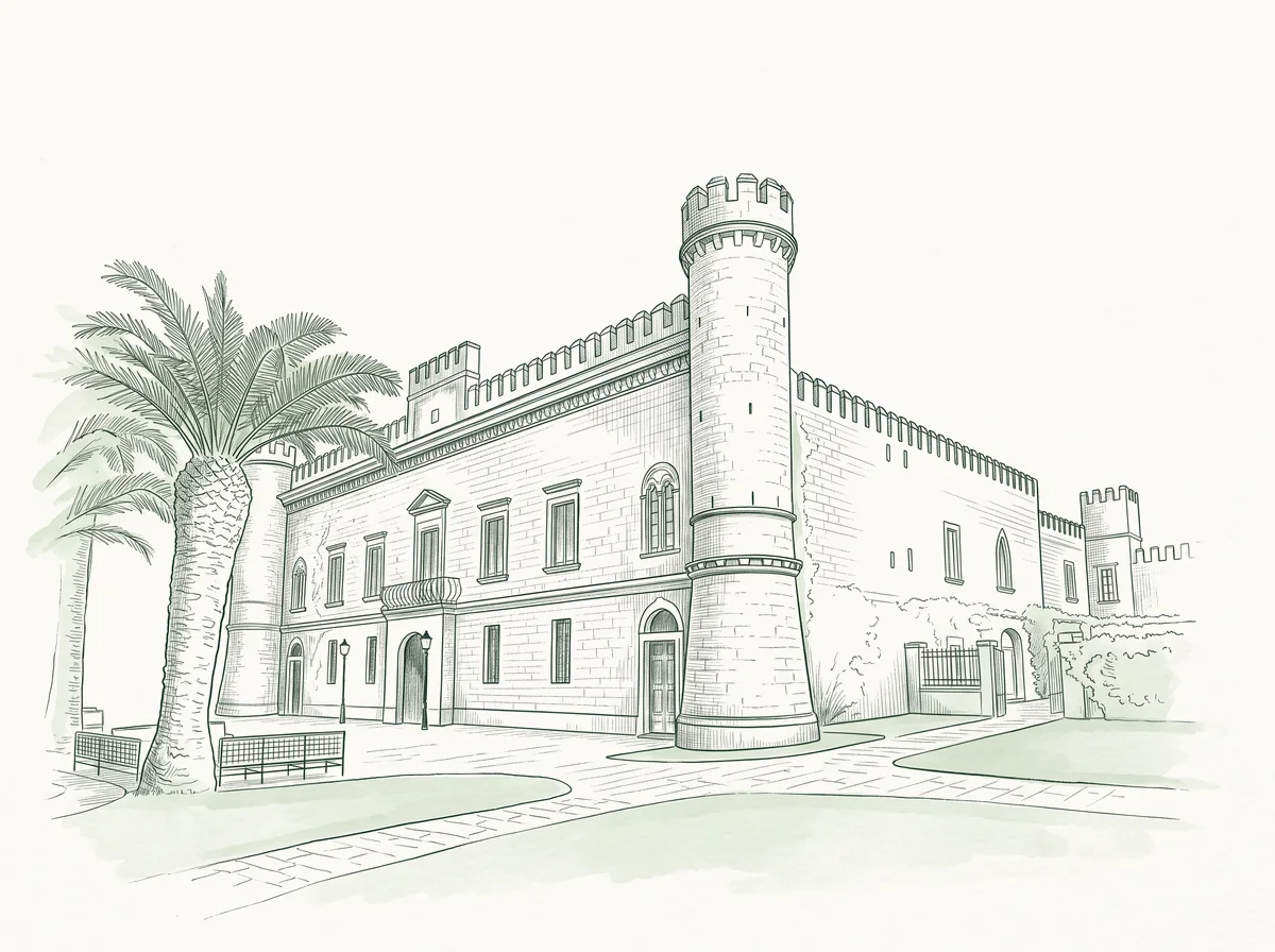 Castello Monaci disegnato a inchiostro verde